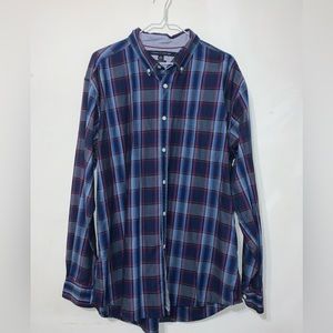 Long Sleeve Tommy Hilfiger Classic Fit Button Down Plaid Shirt Size XL